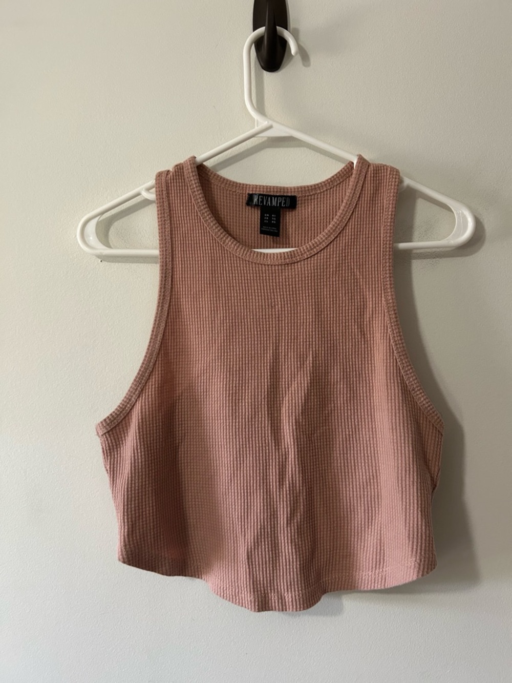 Pink Revamped‎ waffle cropped tank M